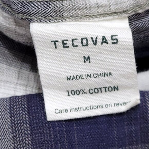 Tecovas Mens Pearl Snap Long Sleeve Shirt Size M Blue Plaid Flap Pocket Western - Picture 9 of 10